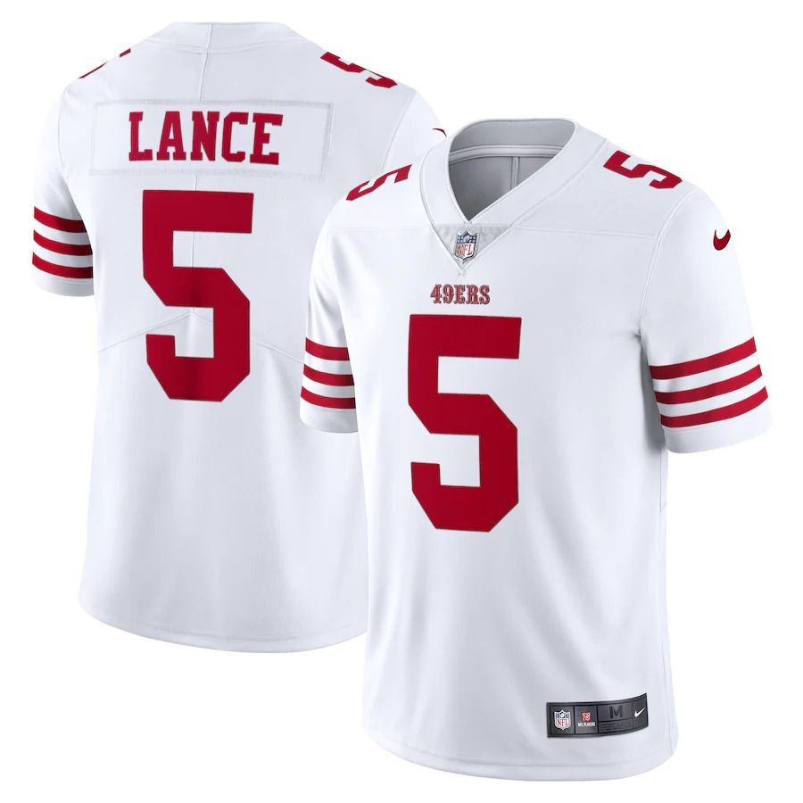 Men San Francisco 49ers #5 Trey Lance Nike White Vapor Limited NFL Jersey